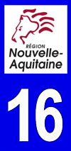 sticker 16 département de la Charente - Nouvelle Aquitaine