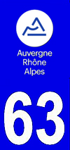 sticker 63 département du Puy de Dôme - Auvergne Rhône Alpes