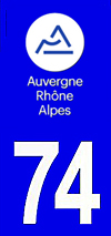 sticker 74 département de la Haute Savoie - Auvergne Rhône Alpes