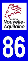 sticker 86 département de la Vienne - Nouvelle Aquitaine