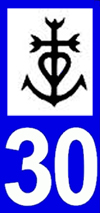 sticker 30 gard croix camarguaise