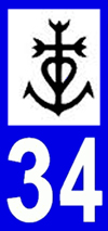 sticker 34 Herault croix camarguaise